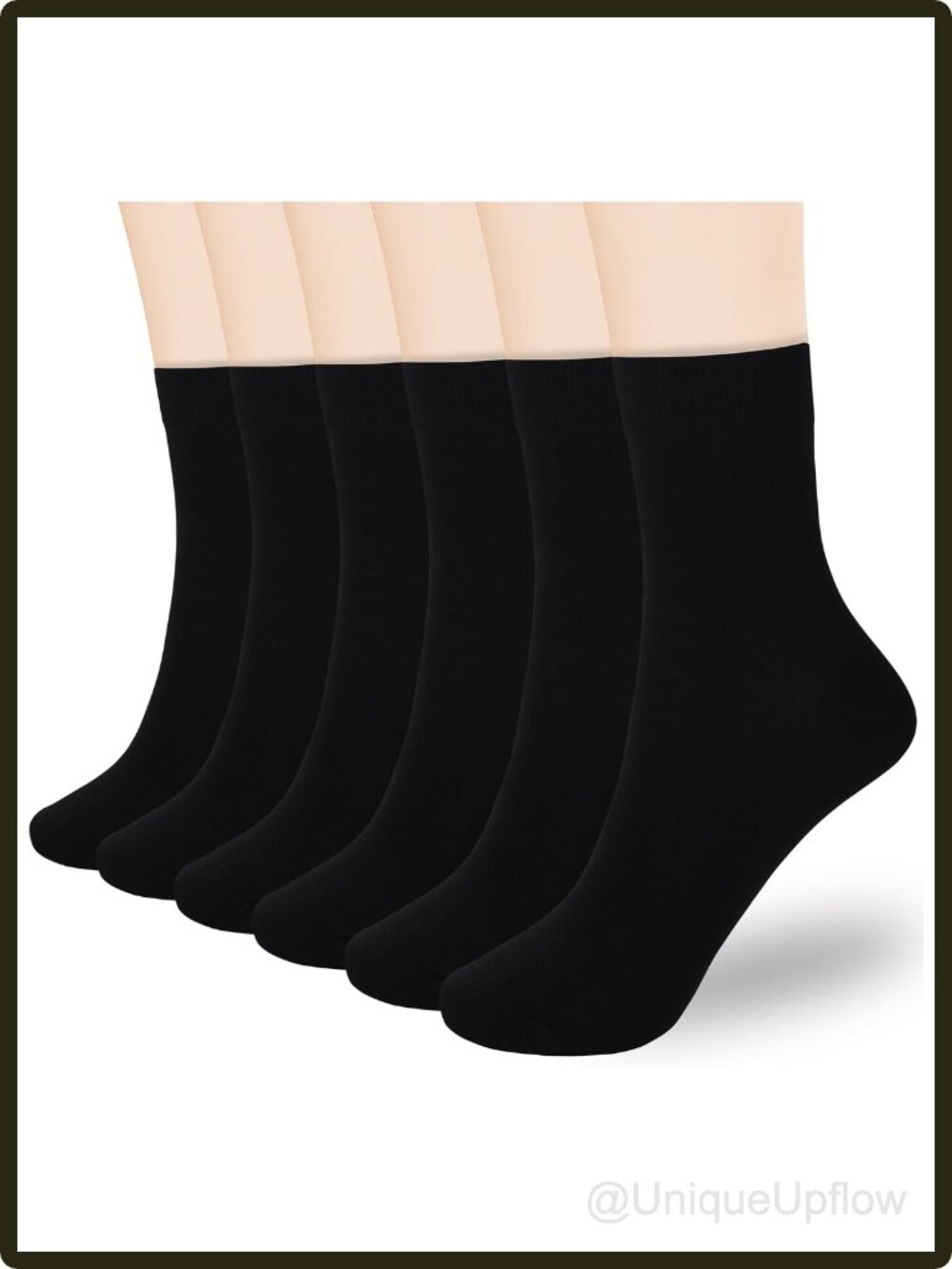 Women's Thin Cotton Above Ankle Crew Bootie Dress Socks 6 Pairs